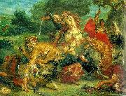 Eugene Delacroix lejonjakt oil on canvas